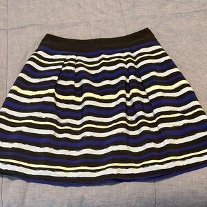 Chic Black and Blue Striped Skater Skirt